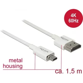 HDMI Kabel DeLOCK 85150 1,5 m HDMI Typ A auf Typ D Weiß