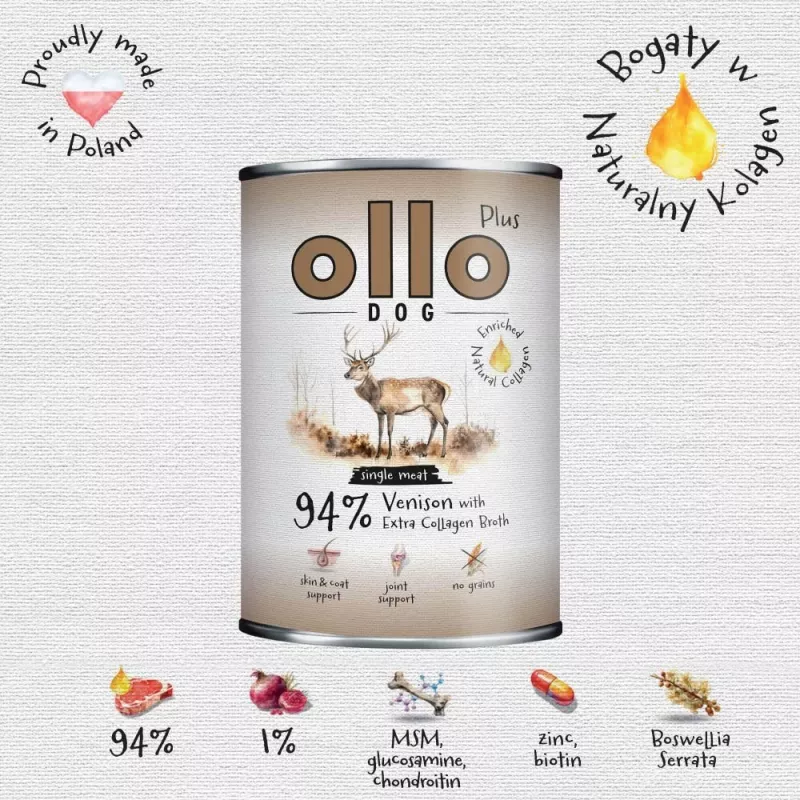 Ollo Plus Kolagen Hirsch 400g Hundefutterdose
