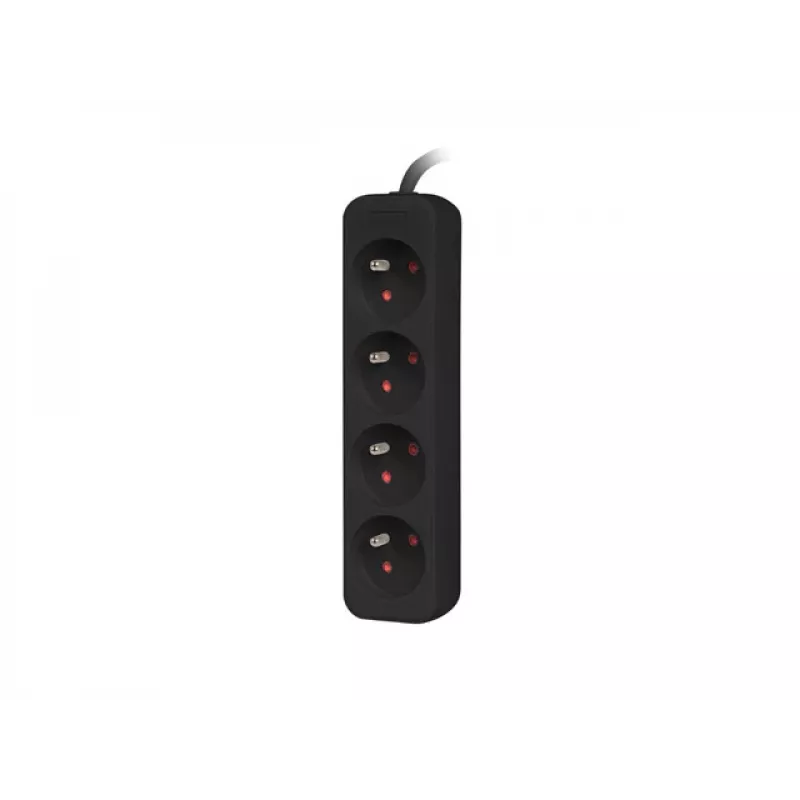 Power Extension Lanberg PS0-04E-0100-IEC-BK 1m 4 AC Outlets Indoor Schwarz