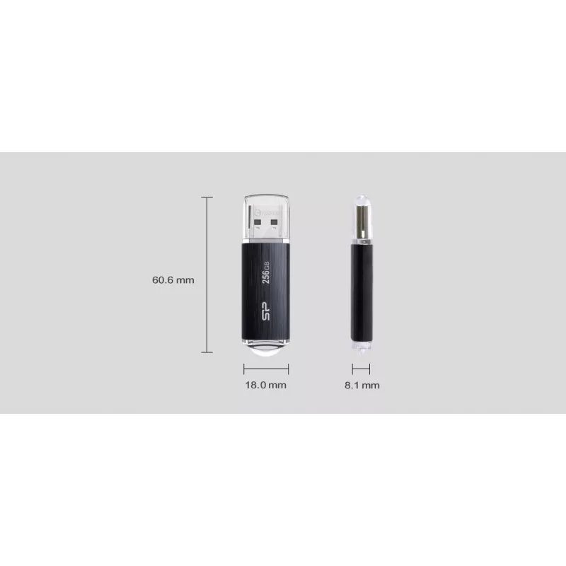 SILICON POWER Blaze B02 Pendrive USB-Flash-Laufwerk 256 GB USB Typ-A 3.2 Gen 1 (SP256GBUF3B02V1K) Schwarz