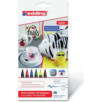 Marker Edding 4200 Schwarz Blau Braun Grün Rot Gelb 6 Stück