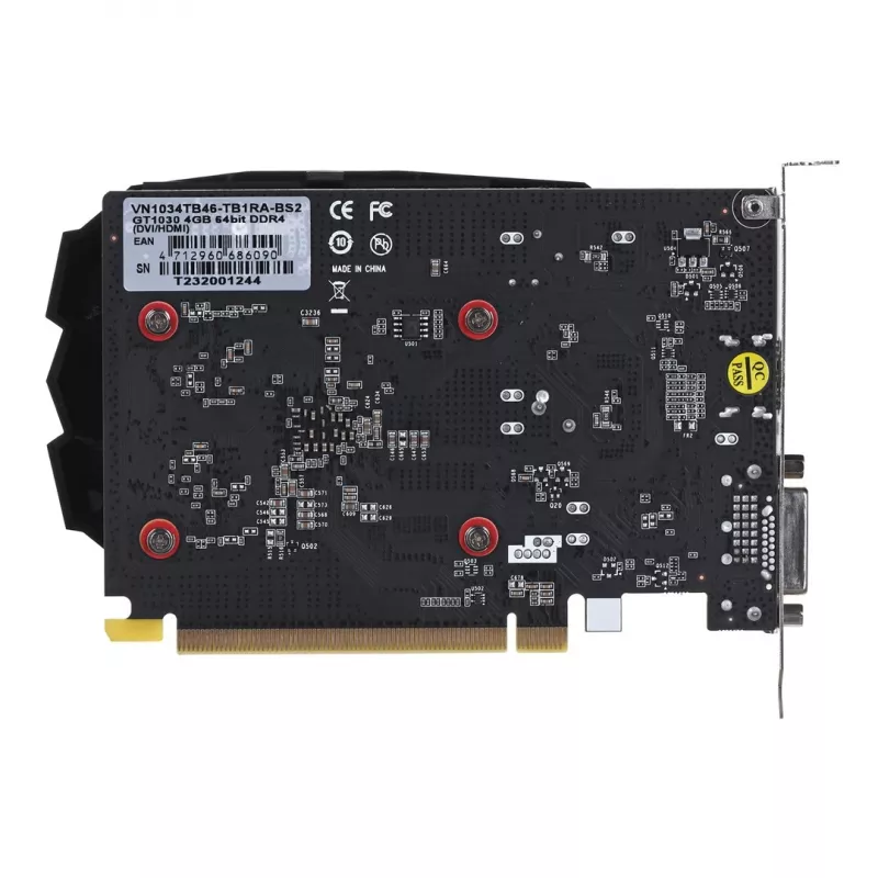 Grafikkarte BIOSTAR GeForce GT 1030 — 4 GB GDDR4, 64-bit, PCIe x16 4.0, Aktive Kühlung, DVI-D + HDMI