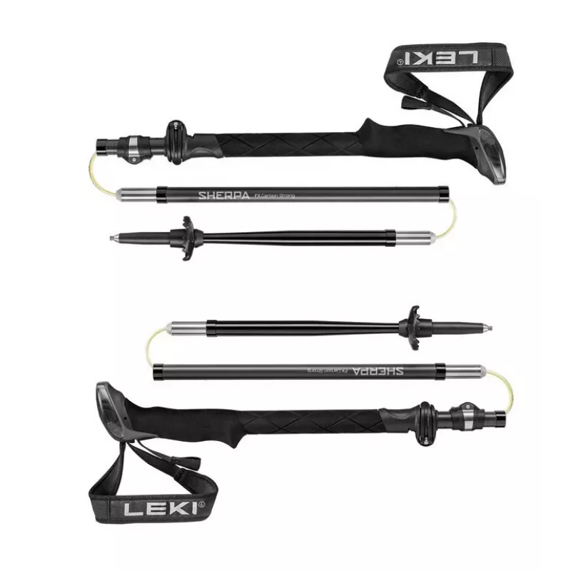 Trekkingstöcke Leki Sherpa FX verstellbar 120–140 cm, schwarz