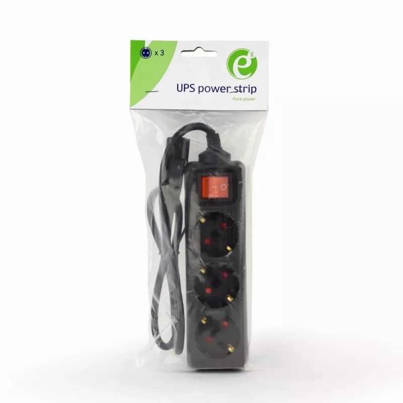 Gembird EG-PSU3-01 Stromverlängerung 0,6 m 3 AC-Ausgänge Innenbereich Schwarz