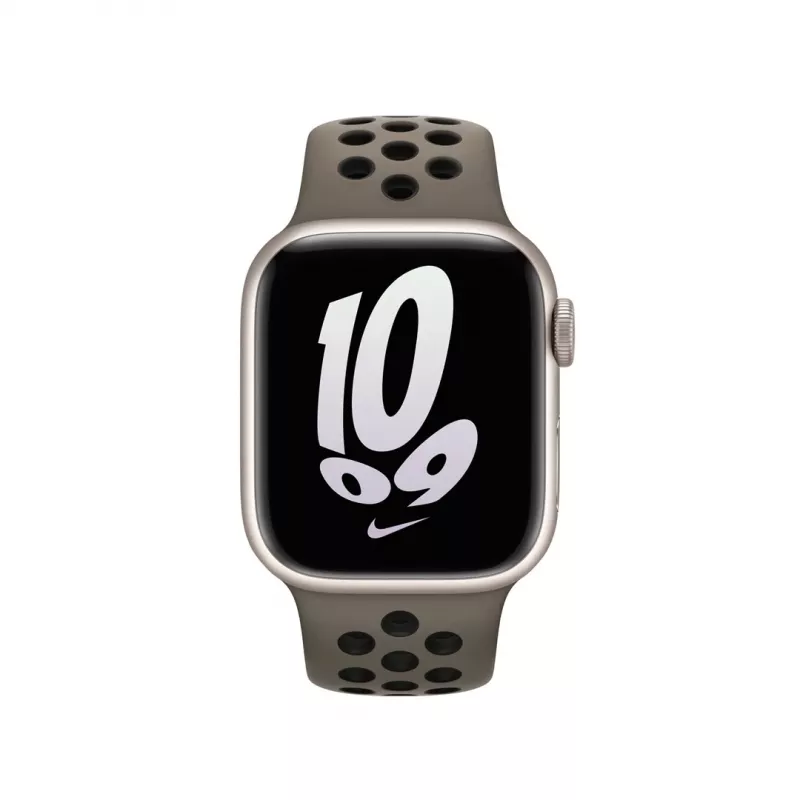 Band für Apple Smartwatch, 41 mm Olive Grau/Schwarz Nike Sport Band, Fluorelastomer, Handgelenk 130–200 mm