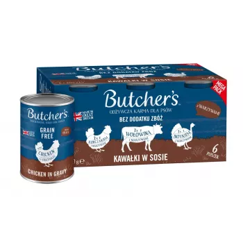 BUTCHER'S Original Mega Pack Mix mit Gemüse in Soße – Nassfutter für Hunde – 6 x 400 g