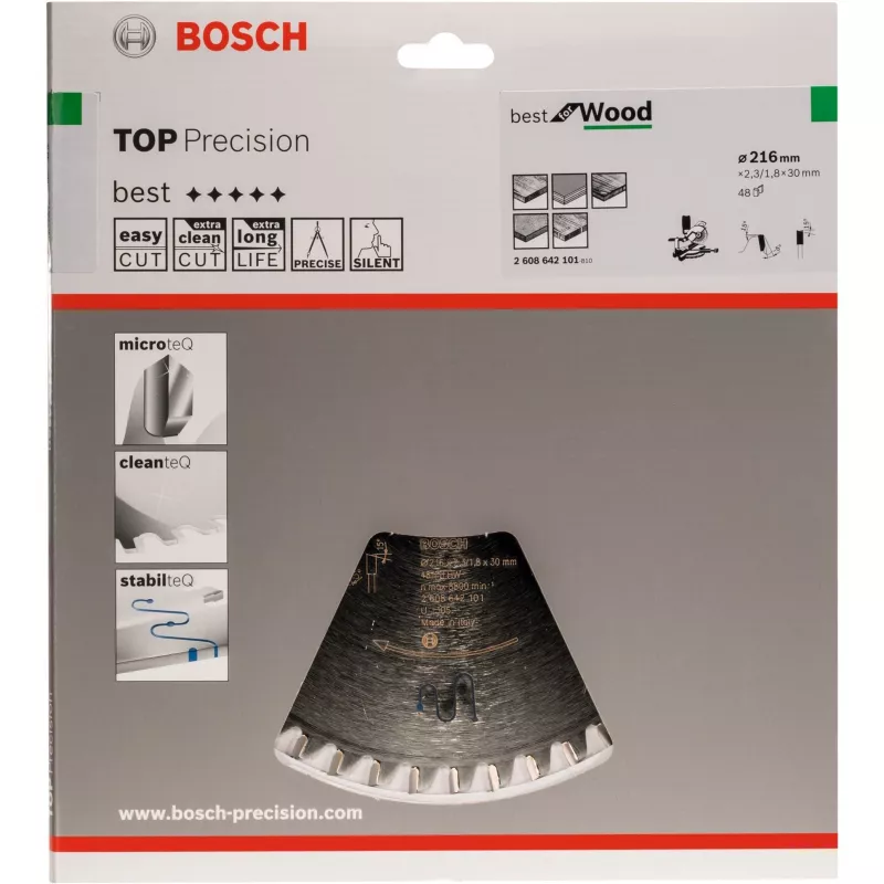 Kreissägeblatt Best for Wood, Ø 216mm, 48Z (Bohrung 30mm, für Kapp- und Gehrungssägen)
