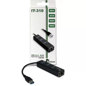 Inter-Tech Argus IT-310 - Hub - 3 x SuperSpeed USB 3.0 + 1 x 10/100/1000 - Desktop (88885439)