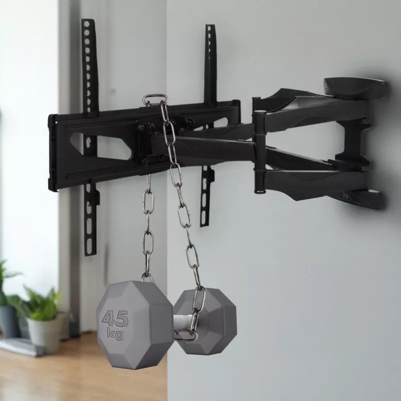 Wand-TV-Halterung MACLEAN MC-781 für Bildschirme von 66–177,8 cm (26–70 Zoll), neigbar -12–2°, VESA 100x100–400x400, max. Belastbarkeit 45 kg, schwarz
