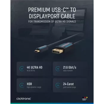 USB-C-auf-DP-Kabel. M/M. Blau. 1,0 m – Kabel – Digital/Daten (44931)