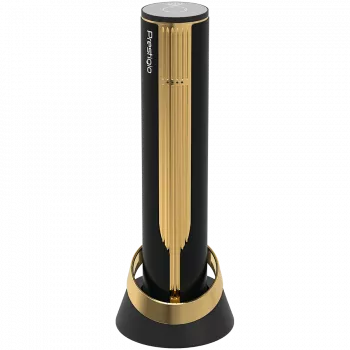 Prestigio Maggiore, smarter Weinöffner, 100 % automatisch, öffnet bis zu 70 Flaschen ohne Nachladen, Folienabschneider inklusive, Premium-Design, 480-mAh-Akku, Abmessungen D 48 x H 228 mm, schwarz