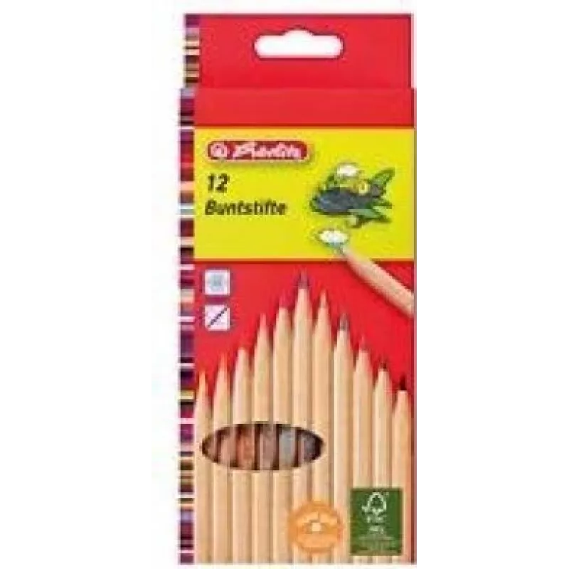 Stift- und Bleistiftset HERLITZ 8660086 – Holzgehäuse, mehrfarbiges Schreiben, 12 Stück