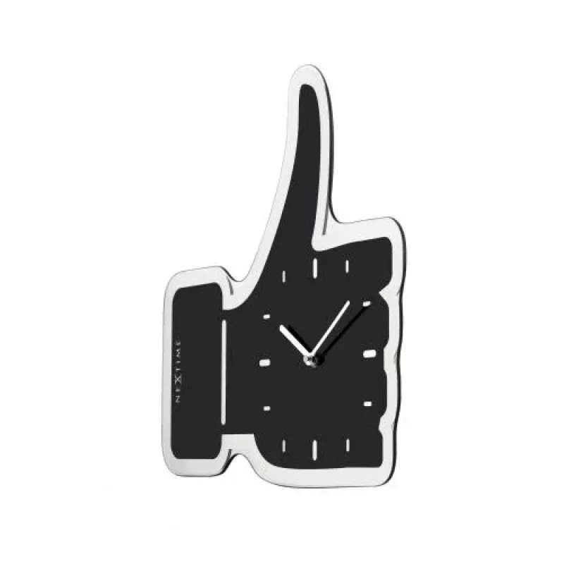 NeXtime Wanduhr 3072zw Thumbs up, 40,5x41 cm, Wand, Schwarz/Silber