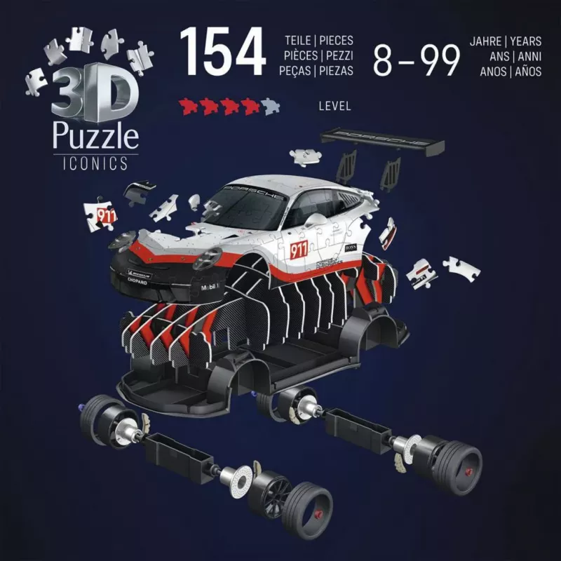 3D Puzzle Ravensburger Iconics Porsche 911 GT3 Cup – Modellbausatz