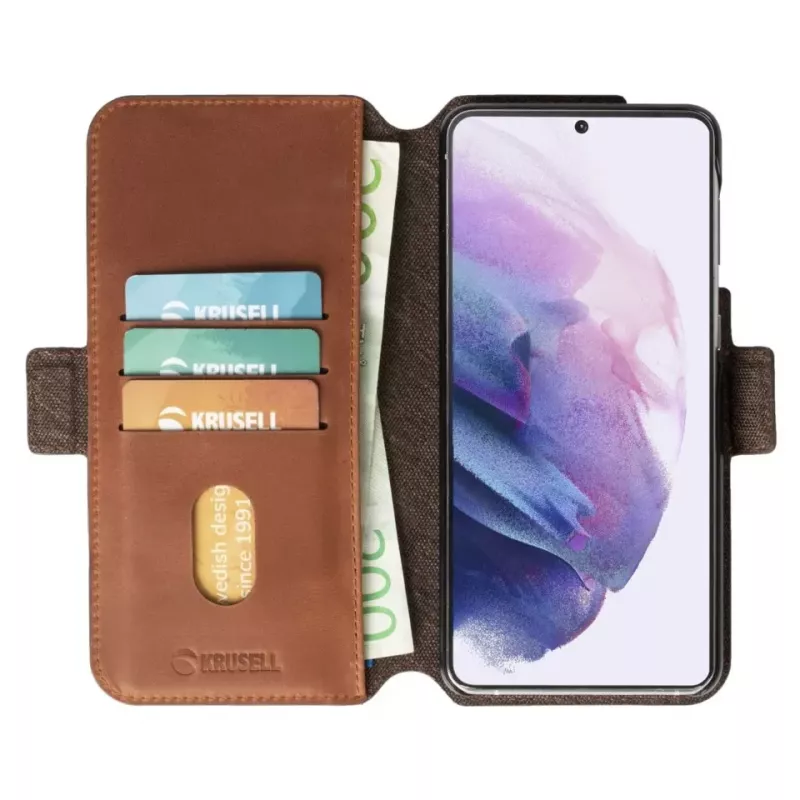 PhoneWallet Krusell für Samsung Galaxy S21+ vintage cognac — Wallet-Handyhülle