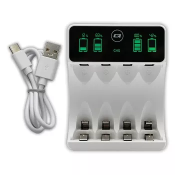 Batterieladegerät QOLTEC 50848 für NiMH AAA (R03) und AA (R6) Zellen mit LCD-Anzeige