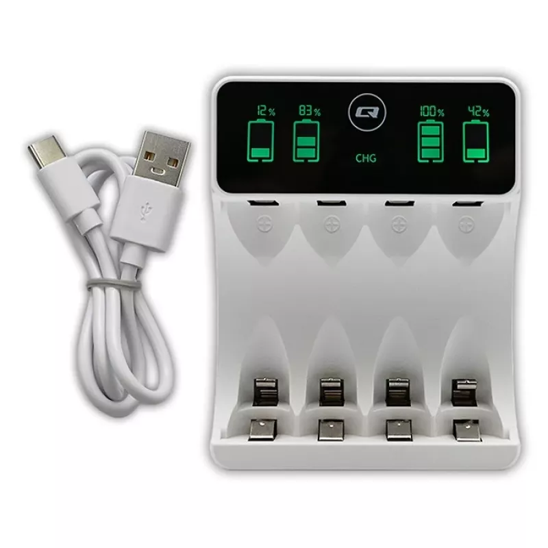 Batterieladegerät QOLTEC 50848 für NiMH AAA (R03) und AA (R6) Zellen mit LCD-Anzeige