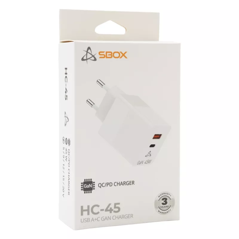 SBOX Home Charger HC-45 45W GaN Dual-Input-Wandladegerät