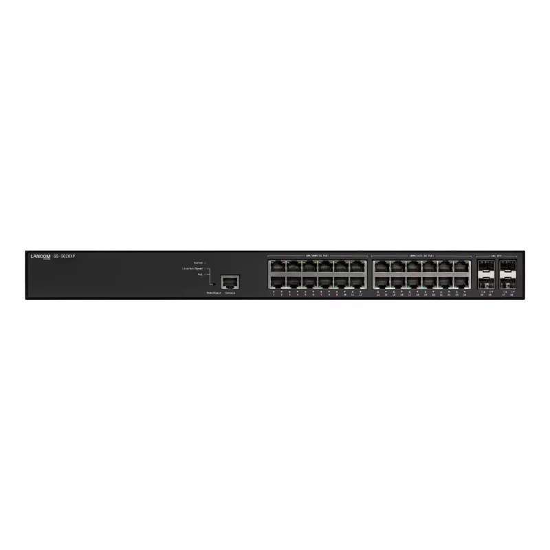 Managed LANCOM GS-3628XP Switch, 24× 2,5G RJ-45 Ports, PoE, L2/L3, 1U Rackmount