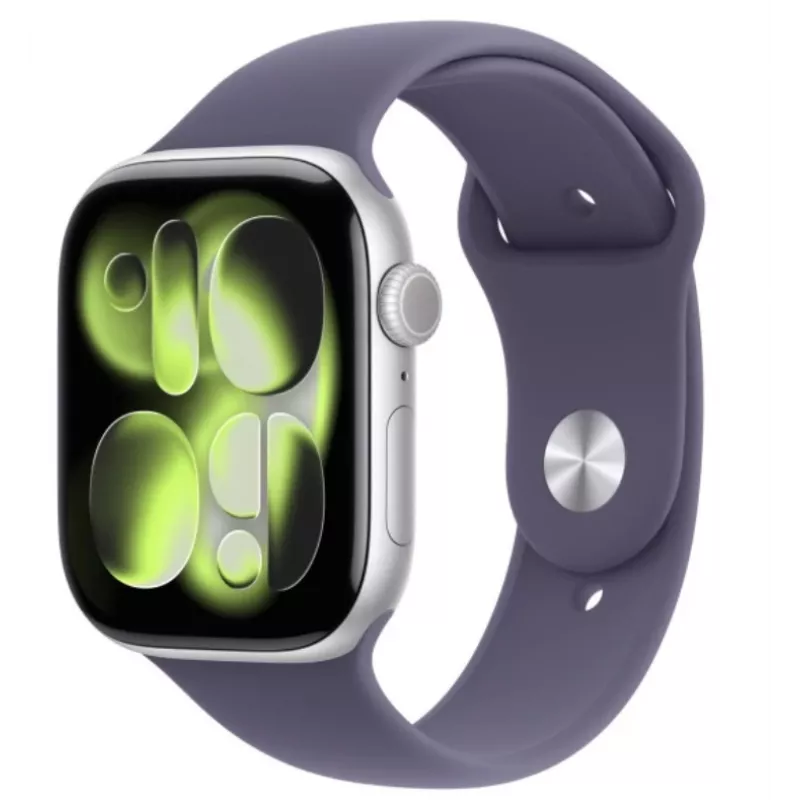 Apple Watch Series 11 GPS + Cellular 42mm Silber Aluminiumgehäuse mit Purple Fog Sportarmband - M/L