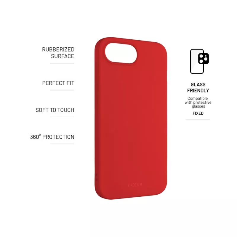 FIXED Handy-Rückseitenabdeckung für Apple iPhone 16e, Gummi, rot, schlanke Schutzhülle