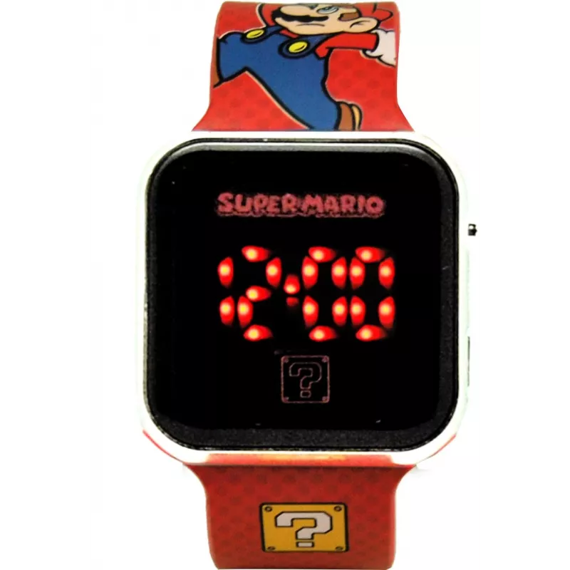 Kids Euroswan Armbanduhr LED Super Mario rot digitale Kinderuhr mit LED-Display