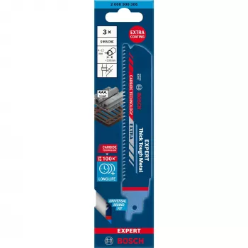 Bosch 2 608 900 366 Sägeblatt für Stichsäge/Dekupiersäge/Säbelsäge Säbelsägeblatt Carbide 3 Stück