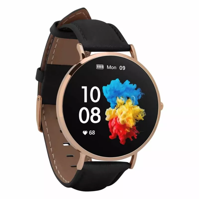 Leder-Smartwatch Garett Verona Gold-Schwarz