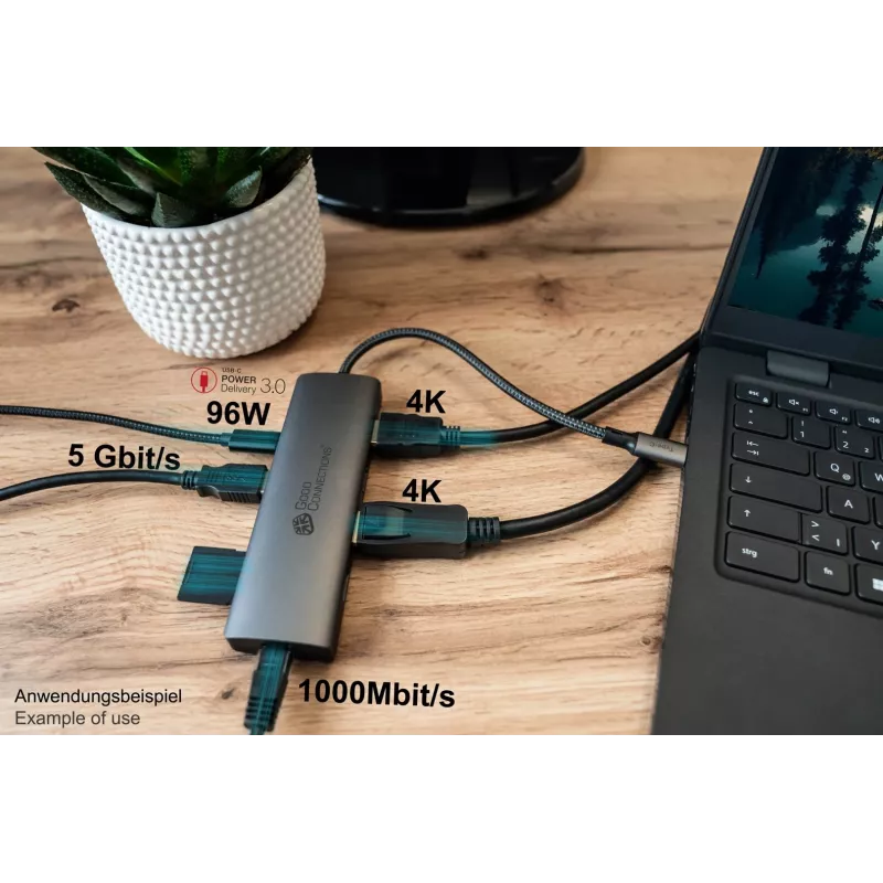 Alcasa HUB-C001A Interface-Hub USB Typ-C 5000 Mbit/s Anthrazit