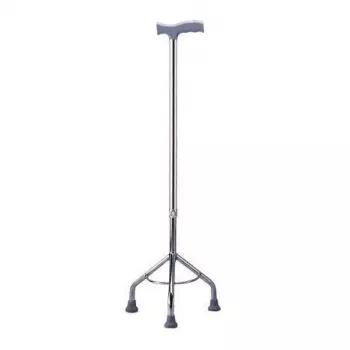 Rehabilitations-Dreibeingehstock MDH höhenverstellbar 73–95,5 cm Aluminium Stahl silber, max. Belastung 100 kg
