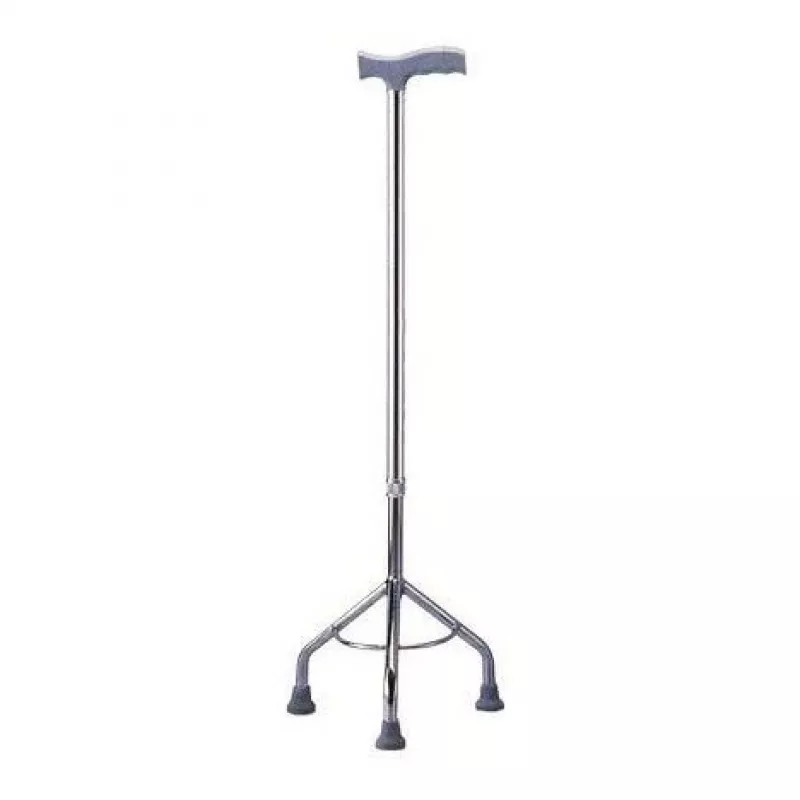 Rehabilitations-Dreibeingehstock MDH höhenverstellbar 73–95,5 cm Aluminium Stahl silber, max. Belastung 100 kg