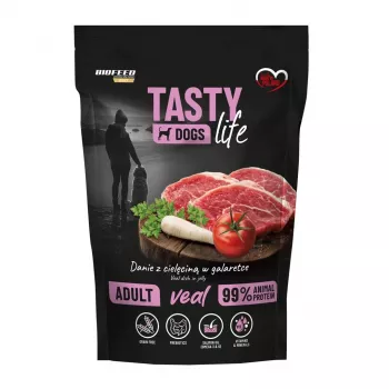 Nassfutter für Hunde BIOFEED Tasty Life Kalb — 90% Kalb, 500 g Beutel, getreidefrei, Alleinfuttermittel