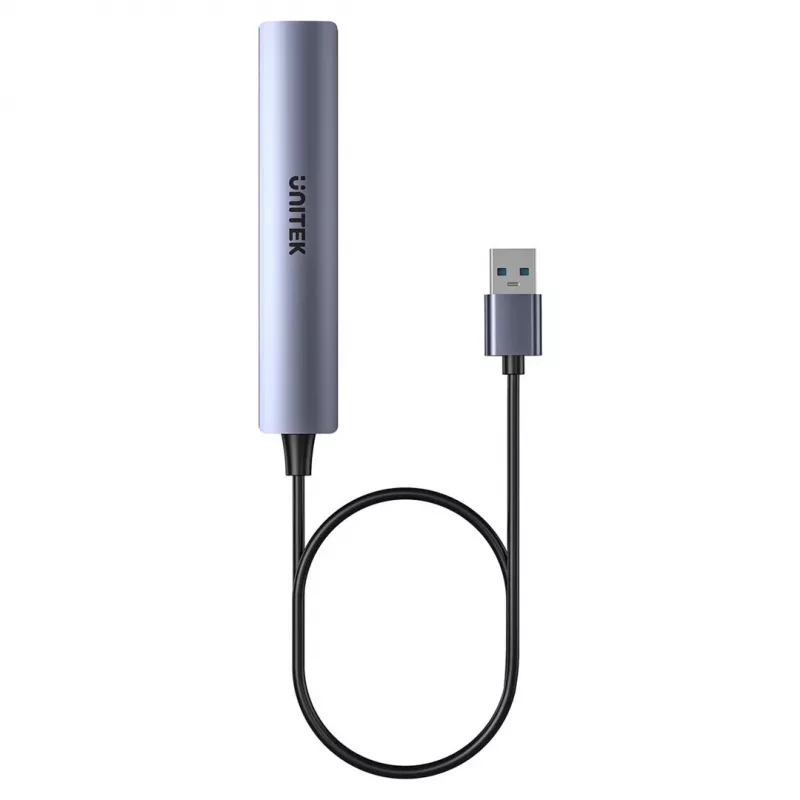 USB-Hub Unitek H1208CGY01 — 4-Port USB 3.0 (5 Gbit/s), abwärtskompatibel mit USB 2.0, Aluminium