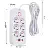 Steckdosenleiste MACLEAN MCE391 W — 6 Steckdosen, 4×USB-A + 1×USB-C, 3 m Kabel, 110–240 V, 2500 W, weiß