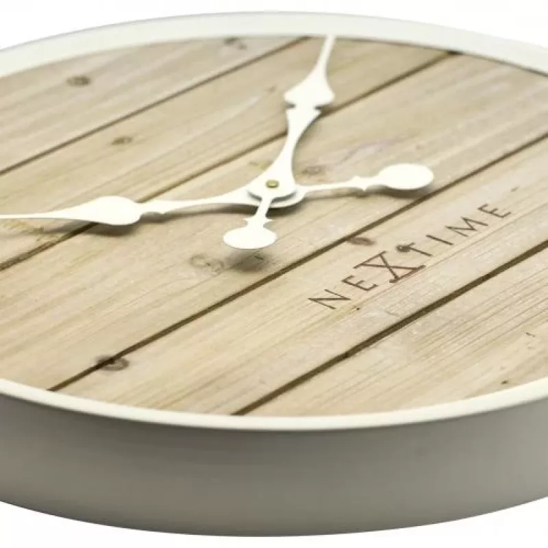 NeXtime klok 3134wi Plank, Ø50 cm, Wand, Weiß