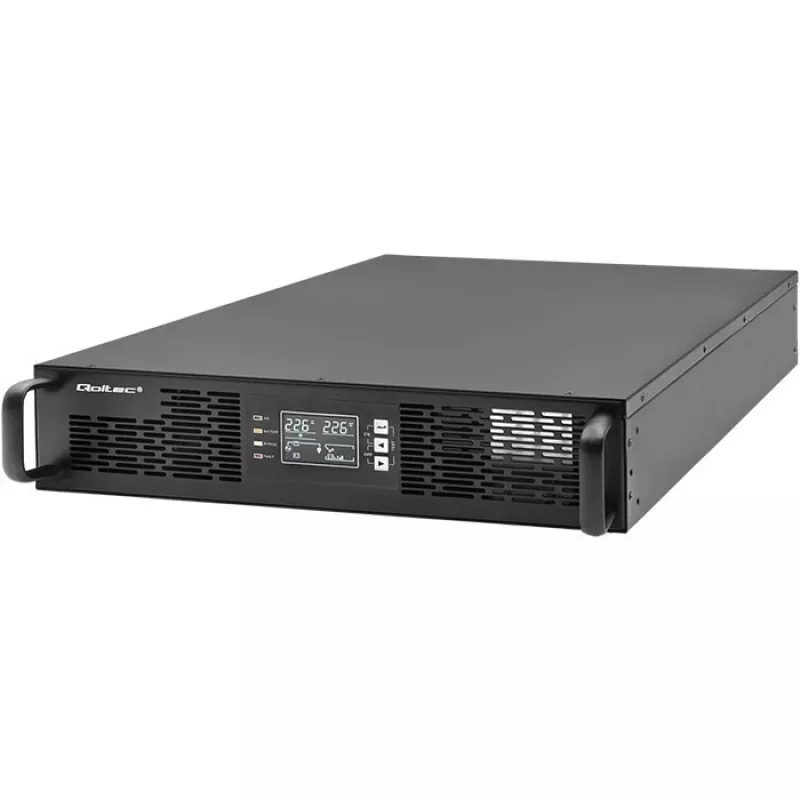 Qoltec USV AWARYJNY DO RACK 3KVA 3000W Leistungsfaktor 1.0 LCD EPO USB on-LINE (3VA, 3000W, Doppelwandlungs-Online-USV), USV