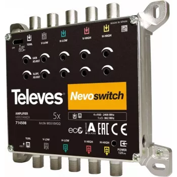Satelliten-Multischalter Televes 714508 5 Eingänge 5 Ausgänge