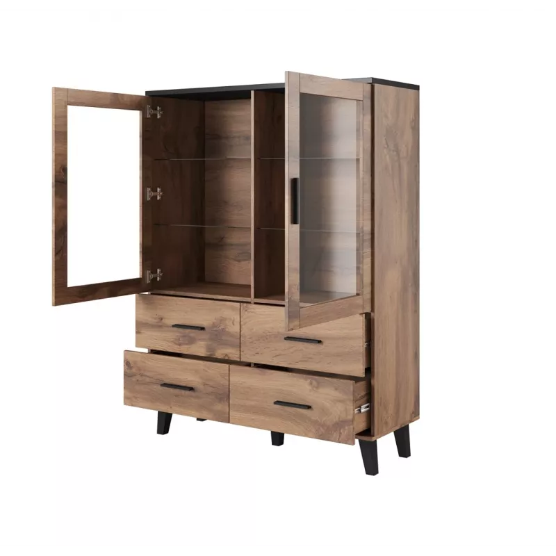 Cama Wohnzimmer-Set LOTTA 2 (Sideboard 150 2D3DR + Sideboard 110 2D4DR + Vitrine 120 + Couchtisch 110)