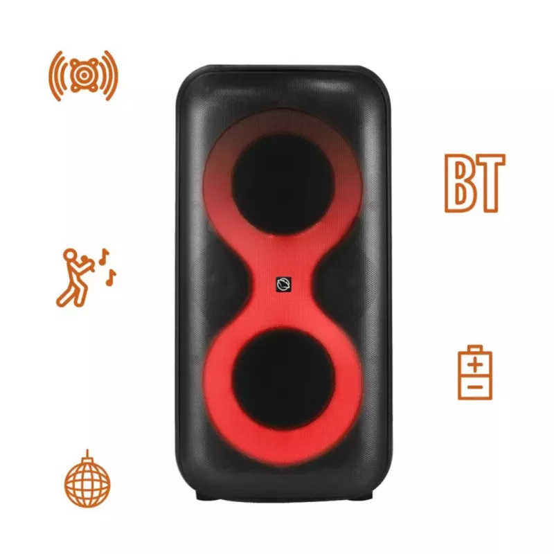 Tragbares Musikcenter MANTA SPK0401B100 Bluetooth-Lautsprecher, 100 W Spitzenleistung, UKW-Radio, Karaoke, eingebauter Akku, X-BASS