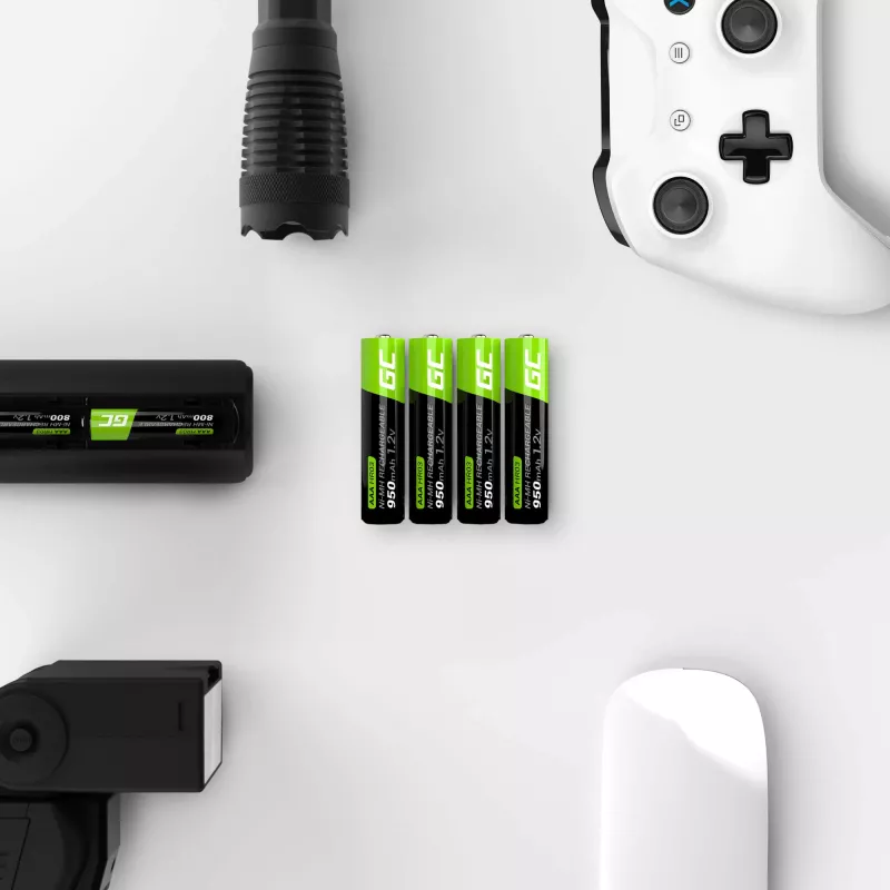 Wiederaufladbare Batterie Grün Cell GR03 AAA NiMH 1,2 V 950 mAh – 4er-Pack, Blister