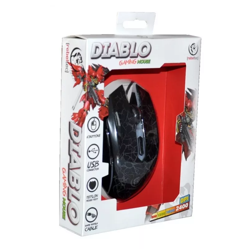 Rebeltec Diablo - Maus - optisch - 6 Tasten - kabelgebunden - USB