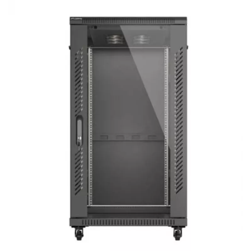 Rack-Schrank LANBERG FF01-6222-12B 22U 600x1200 mm schwarz mit Glasfront- und -rücktüren