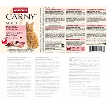 ANIMONDA Carny Adult Truthahn, Huhn und Garnelen - Nassfutter für Katzen - 400g