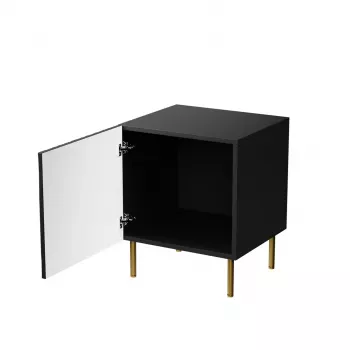 Nachttisch-Set 2 Stk. cama meble JUNGLE — 53,5×40,5×44 cm, schwarz matt MDF/Spanplatte, goldene Beine