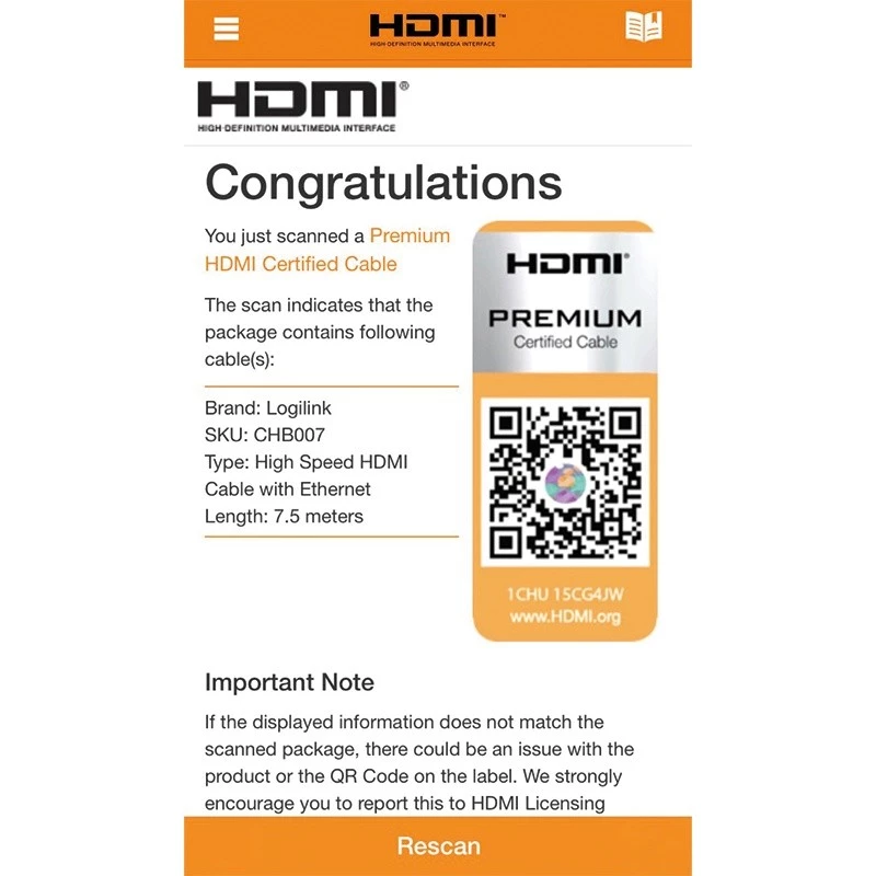 HDMI-Kabel LogiLink CHB007 7,5 m
