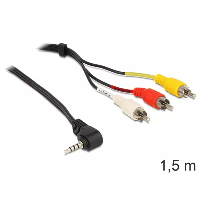 Video-Kabeladapter DeLOCK 84504 1,5 m 3,5 mm 3 x RCA Schwarz