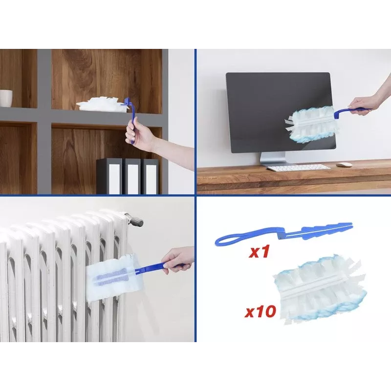 Beper Staubwedel-Set C203PUL004 mit 10 Nachfüllungen — Handstaubwedel-Set, austauschbare Mikrofaser-Köpfe