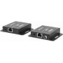 Manhattan 4K HDMI over Ethernet Extender Kit, Verlängert 4K@30Hz Signal bis zu 40m oder 1080p@60Hz Signal bis zu 70m mit einem einzigen Cat6 Ethernet-Kabel, Sender und Empfänger, Power over Kabel (PoC), Schwarz, Drei Jahre Garantie