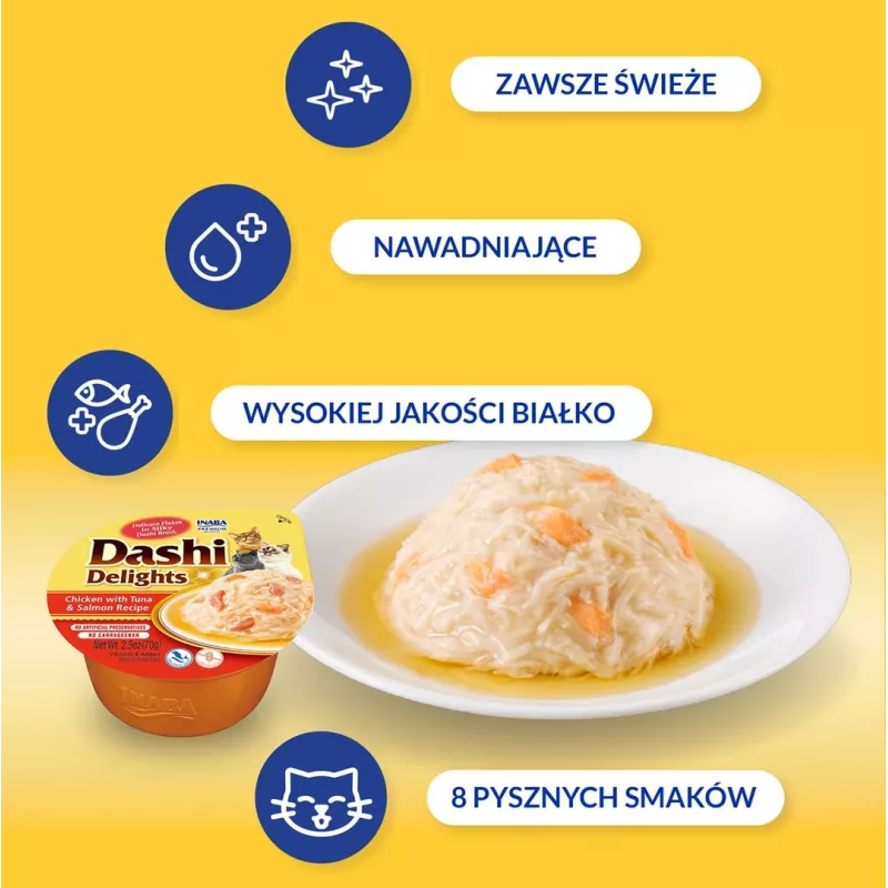INABA Dashi Delights Hühnchen-Thunfisch-Lachs-Bouillon - Katzenleckerli - 70g