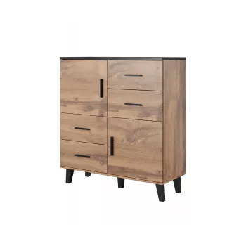 Cama sideboard LOTTA 110 2D4S wotan oak/mat Schwarz
